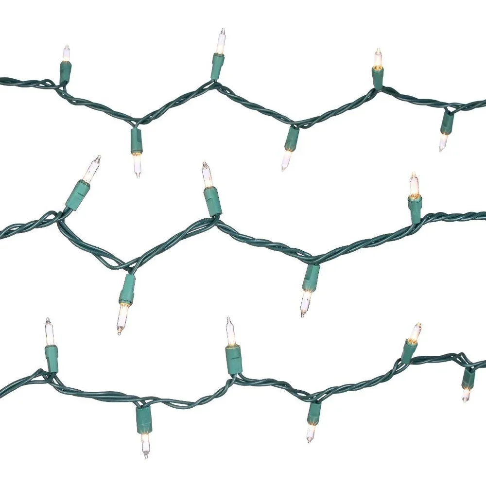 Holiday Time Indoor Outdoor Clear Mini Christmas Lights 59' 300 Count Green Wire